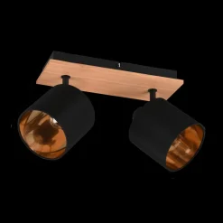 Spots|Ygo Spot TOMMY 2Del. Met./Hout Mat Zwart