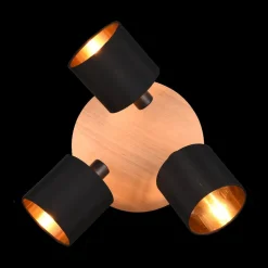 Spots|Ygo Spot TOMMY 3Del. Rnd Met./Hout Mat Zwart