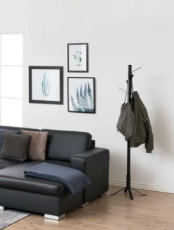 Kapstokken|Opbergen|Ygo Staande kapstok (zwart metaal), 50x50x181