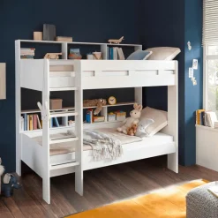 Slaapkamer|Bedden|Ygo Stapelbed STITCH 90x200 Wit (Incl. Bedlade en Bodems)
