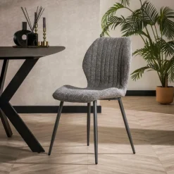 Stoelen|Ygo Stoel NELLY Bouclé Grijs