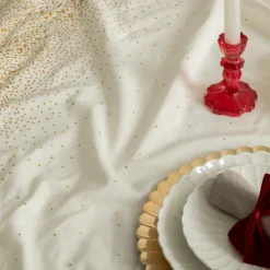 Tafellinnen & -Textiel|Ygo Tafelkleed GLINTS 240 Glitter Goud/Wit