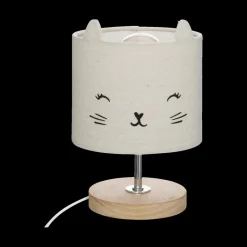 Decoratieve Accessoires|Kinderverlichting|Ygo Tafellamp KATJE Hout/Kap Grijs