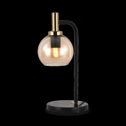 Tafellampen|Ygo Tafellamp OSIRA Zwart/Glas Amber