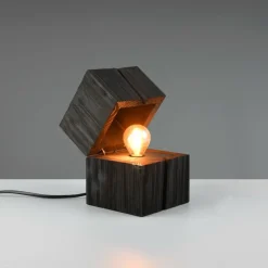 Tafellampen|Ygo Tafellamp TREASURE Hout Zwart