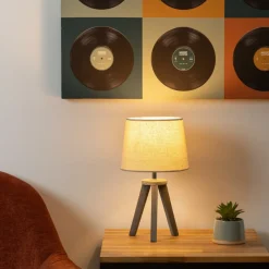 Tafellampen|Ygo Tafellamp TREP Mini Hout Beige