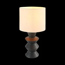 Tafellampen|Ygo Tafellamp YALIU Keramiek Zwart met Kap Beige