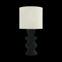 Tafellampen|Ygo Tafellamp YALIU Keramiek Zwart met Kap Beige