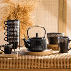 Koffie & Thee|Ygo Theepot FLORRA Gietijzer Zwart 1l