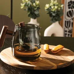 Koffie & Thee|Ygo Theepot TWISTE 80cl Glas Grijs/Hout