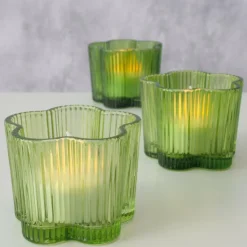 Woondecoratie|Ygo TL-Houder FIHONA Bloemvorm Glas Groen Ass.