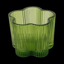 Woondecoratie|Ygo TL-Houder FIHONA Bloemvorm Glas Groen Ass.