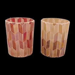 Woondecoratie|Ygo TL-Houder GLAZET Rood/Geel Ass.