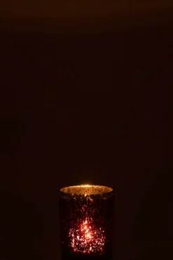 Woondecoratie|Ygo TL-Houder ROLI Glas Rood Rand Goud M