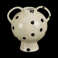 Woondecoratie|Ygo Vaas STIPS Keramiek Wit/Zwart H23