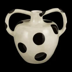 Woondecoratie|Ygo Vaas STIPS Keramiek Wit/Zwart H19,5