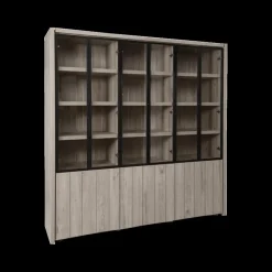 Vitrinekasten|Ygo Vitrine WALTON Eik Lichtgrijs B205