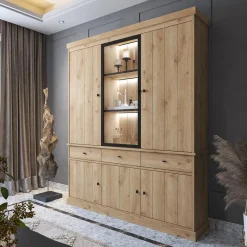 Vitrinekasten|Ygo Vitrinekast CASTELLO B182 Lichte Eik