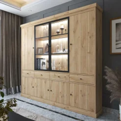 Vitrinekasten|Ygo Vitrinekast CASTELLO B240 Lichte Eik