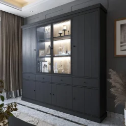 Vitrinekasten|Ygo Vitrinekast CASTELLO B240 Zwarte Eik