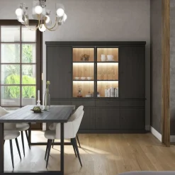 Vitrinekasten|Ygo Vitrinekast CASTELLO B240 Zwarte Eik