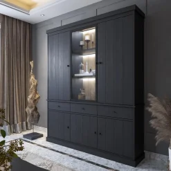 Vitrinekasten|Ygo Vitrinekast CASTELLO B182 Zwarte Eik