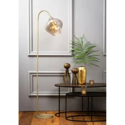 Vloerlampen|Ygo Vloerlamp RAKEL Ant. Brons/Glas Smoke