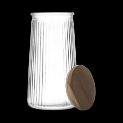 Bewaaraccessoires|Ygo Voorraadpot ACARA Ribbel Glas/Acacia L