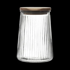 Bewaaraccessoires|Ygo Voorraadpot ACARA Ribbel Glas/Acacia M