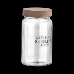 Bewaaraccessoires|Ygo Voorraadpot DOROTA 1L Glas/Hout