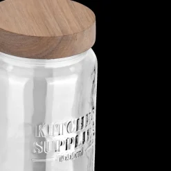 Bewaaraccessoires|Ygo Voorraadpot DOROTA 1L Glas/Hout