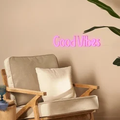Decoratieve Accessoires|Kinderverlichting|Ygo Wandlamp GOOD VIBES Neon Roze