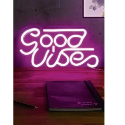 Decoratieve Accessoires|Kinderverlichting|Ygo Wandlamp GOOD VIBES Roze