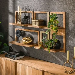 Muurplanken & Rekken|Ygo Wandplank S/5 ELOY Massief Acacia