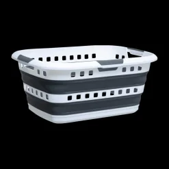 Was- & Linnenmanden|Badkameropbergers|Ygo Wasmand LAUNDRIK Plooibaar Wit/Grijs