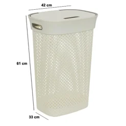 Was- & Linnenmanden|Badkameropbergers|Ygo Wasmand PURLLE 60L M/Deksel Beige
