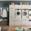 Wasruimte & Opbergkasten|Ygo Wasruimteset LAUNDRY: Bergkast + Opzetkast smal X2 + Wasmachinekast laag X2 + Opzetkast breed X2 + Linnenkast